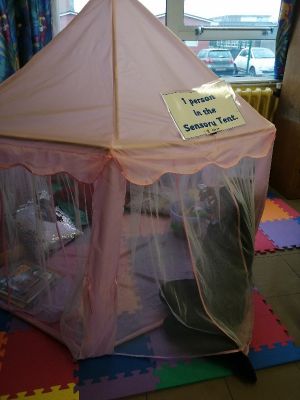 We have some chill out time to read in the Sensory tent